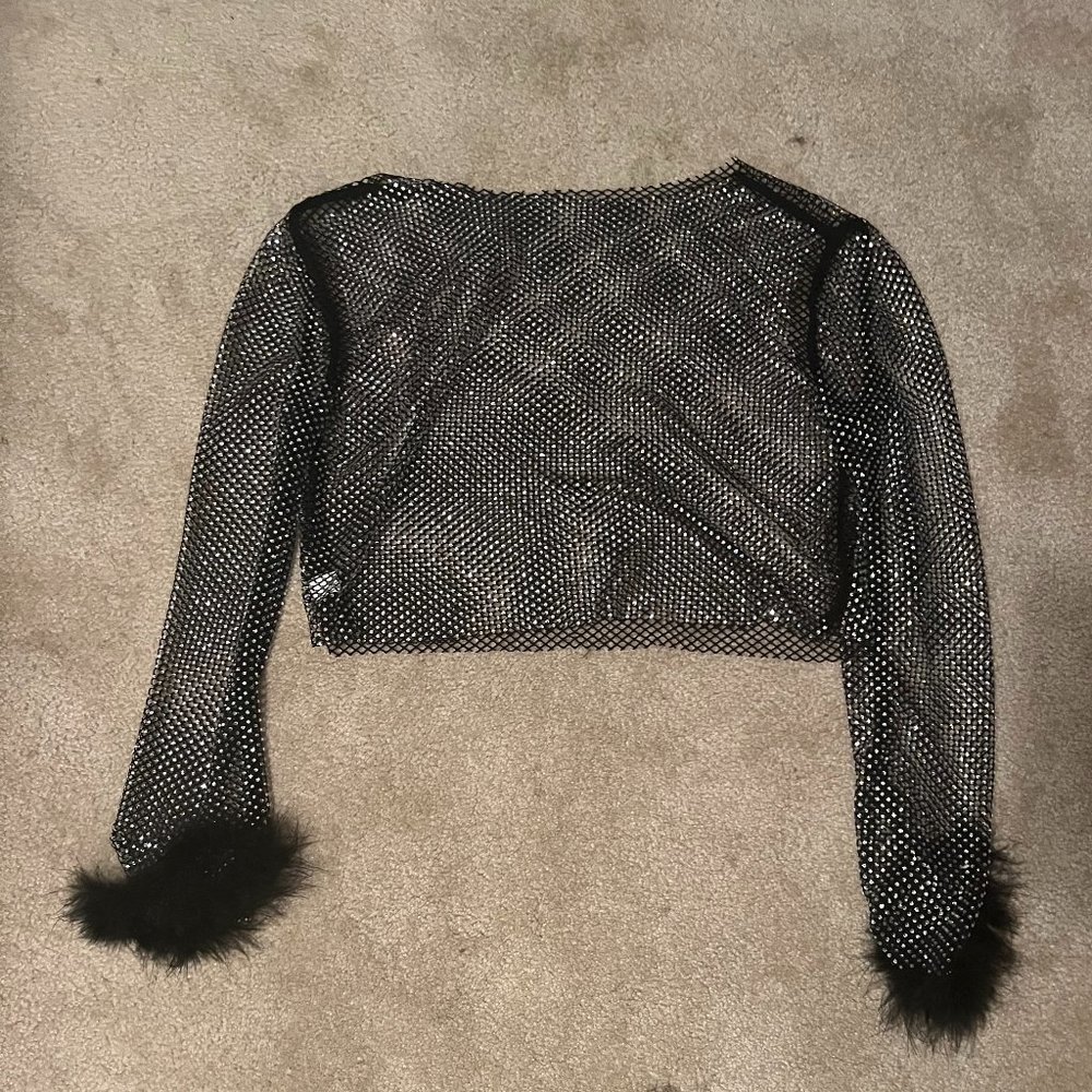 shimmer shirt with fur cuff